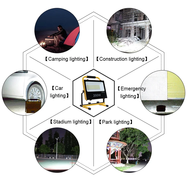 Super Bright Outdoor Camping Portable Waterproof Ip65 Aluminum Flood Light 100watt 200watt Rechargeable Solar Led Floodlight