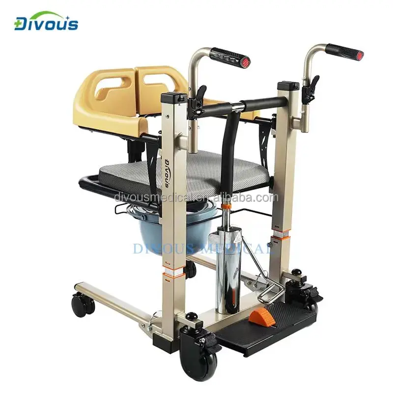 Health Care Supplies Hydraulic Patient Transfer Lift Chair With Commode Shower For Elderly