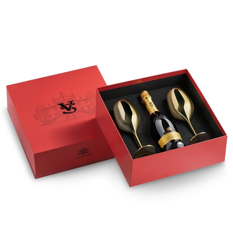 Customized gift box luxury brandy red wine paper box luxury logo whiskey tequila champagne flute packaging box