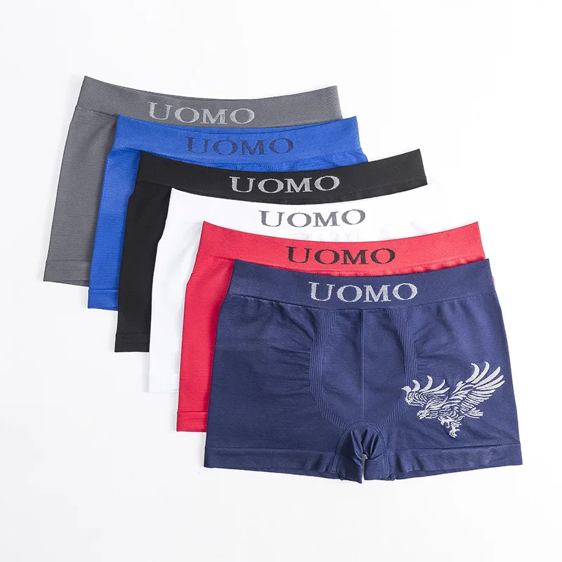 Оптовая продажа, бесшовное Мужское нижнее белье из полиэстера, однотонное эластичное удобное Мужское нижнее белье, боксеры, трусы для мужчин