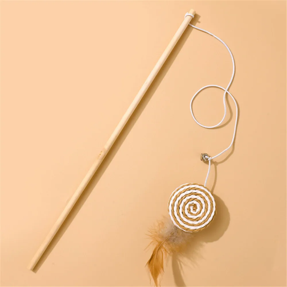 Cat Teaser Wands Telescopic Fishing Pole Wand Kitten Funny Catcher Teaser Stick Rod Interactive Toys