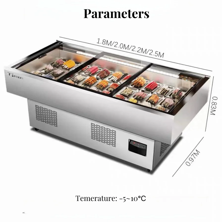 8-New Commercial Stainless Steel Refrigerated Sandwich Prep Table Cooler Glass Material Refrigerator Meat Display CHILLER Type