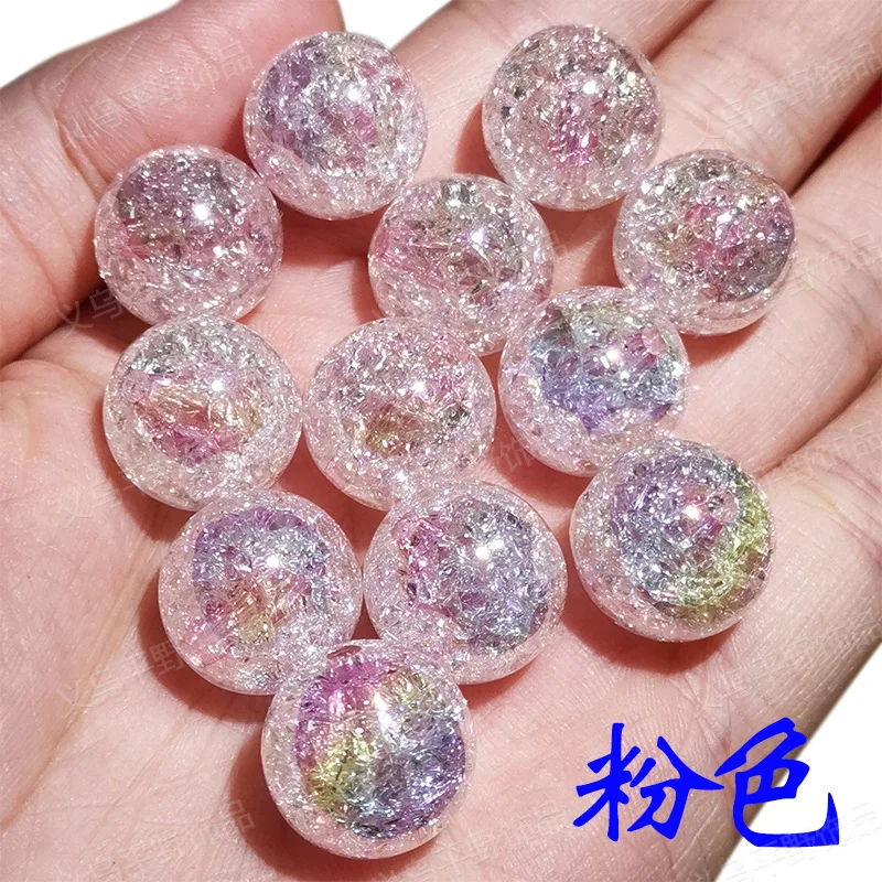 Exploding Sparkle Colorful Loose Broken uv print acrylic plastic lucite beads for bag making