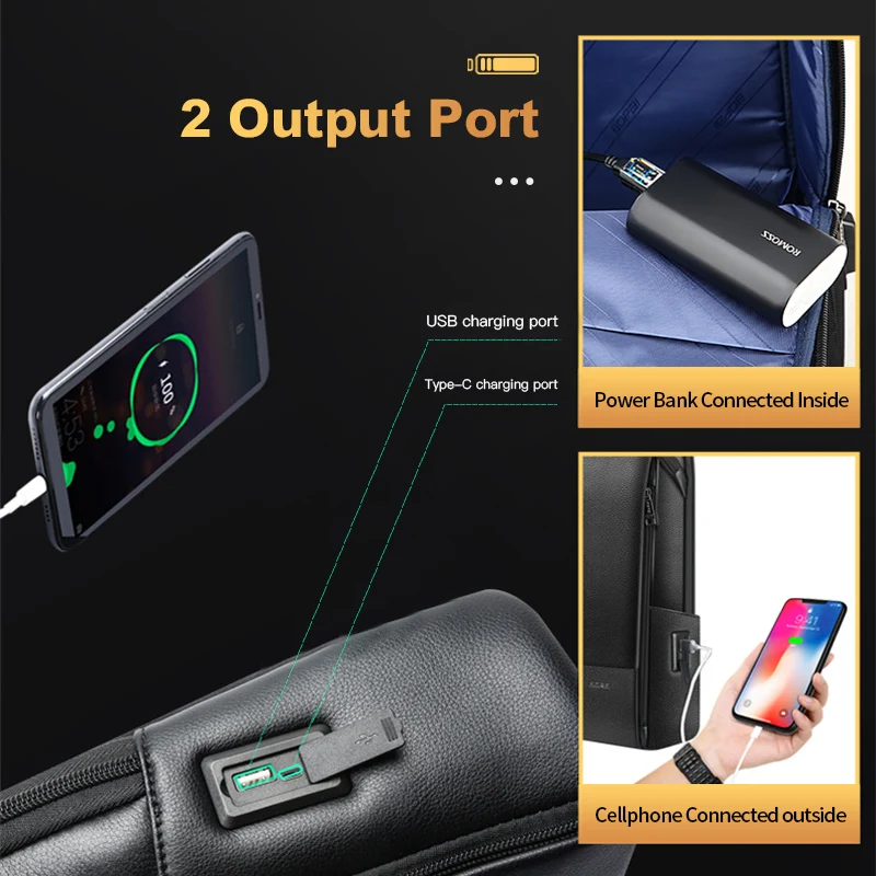 Мужской Тонкий деловой рюкзак Bopai черный роскошный из натуральной кожи с USB-зарядкой и защитой от кражи для ноутбука 15 дюймов 2019