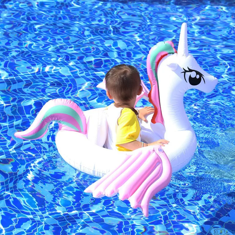 B01 R unicorn swim ring with baby seat  hot selling summer kids pool play wholesale inflatable unicorns water floating