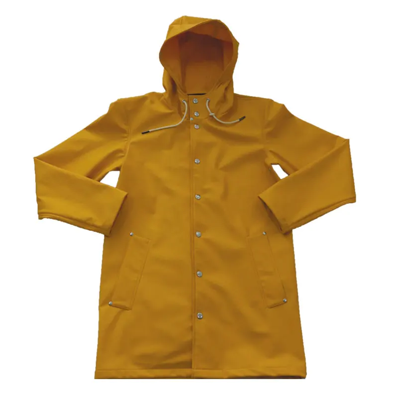 Желтый дождевик из ПУ для взрослых, водонепроницаемый дождевик