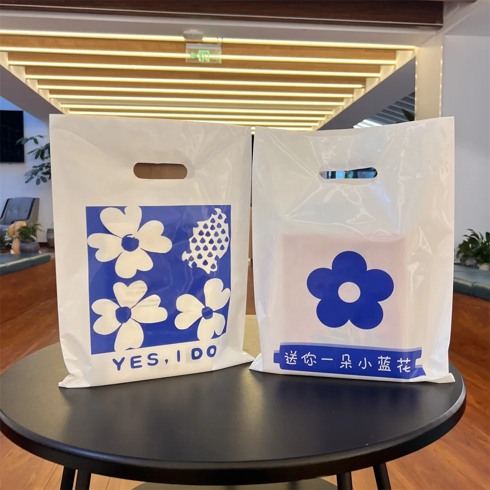Custom Printed Logo Design LDPE/HDPE handle plastic bag die cut bag shopping bag for clothing/shoe packing