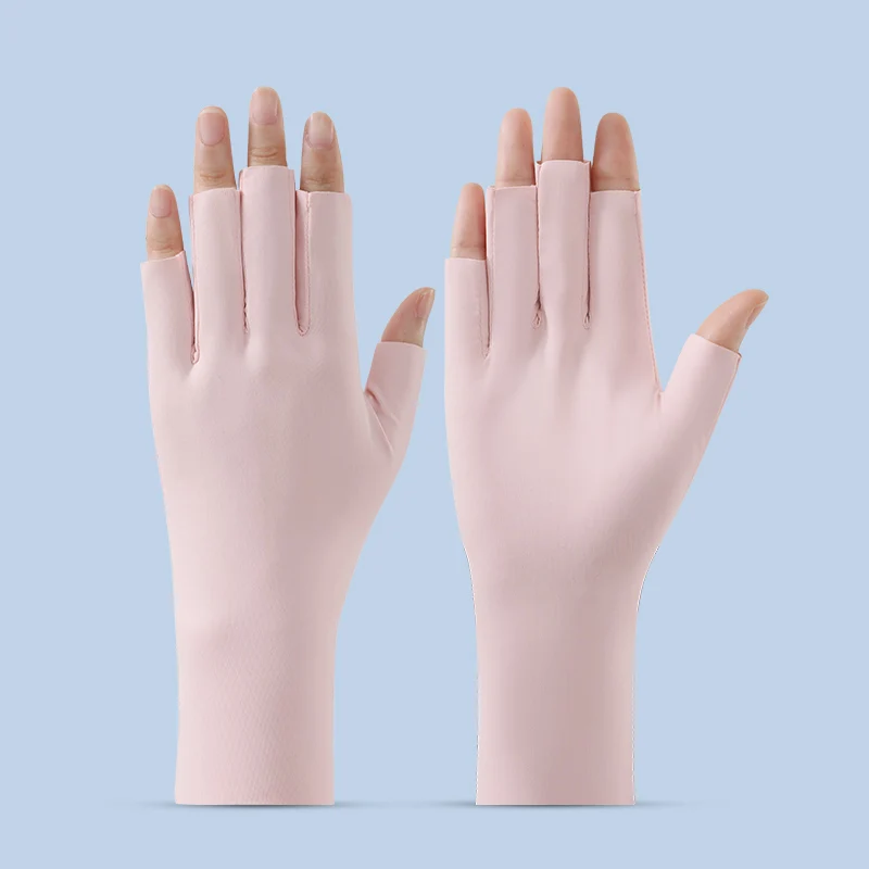 Custom logo anti uv half finger women protective sun summer driving fingerless gloves