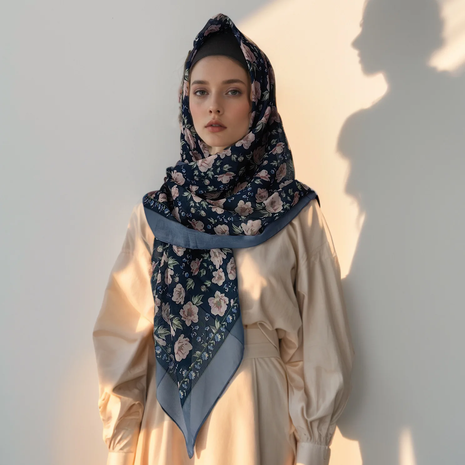 Хит продаж этническая бандана маленький цветочный штрих напечатанный прямоугольный скрученный квадратный шарф три цвета новый малайский индонезийский стиль