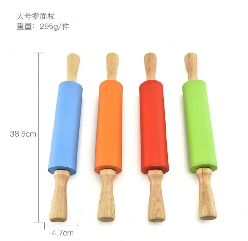 Mini Rolling Pin, Wooden Handle Rolling Pin Non-Stick Silicone Rolling Pins for Home Kitchen Children Cake