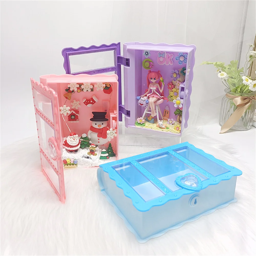 Cheap Creative European Magic Book with Lock Key Kids Plastic Cosmetic Jewelry Storage Box Desktop Boxes for Earrings Rings