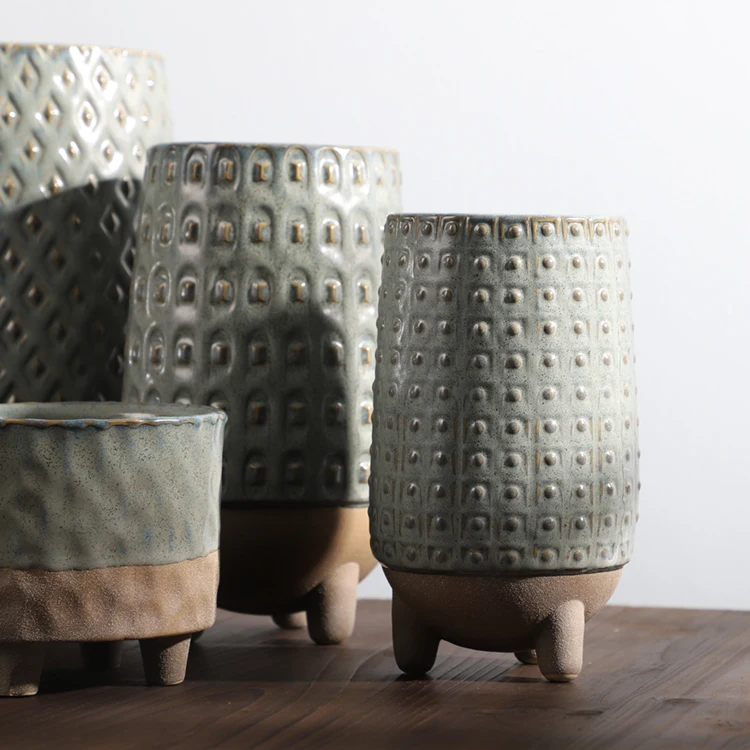 Hot sale wholesale modern hotel decorative footed garden supplies ceramic succulent planter