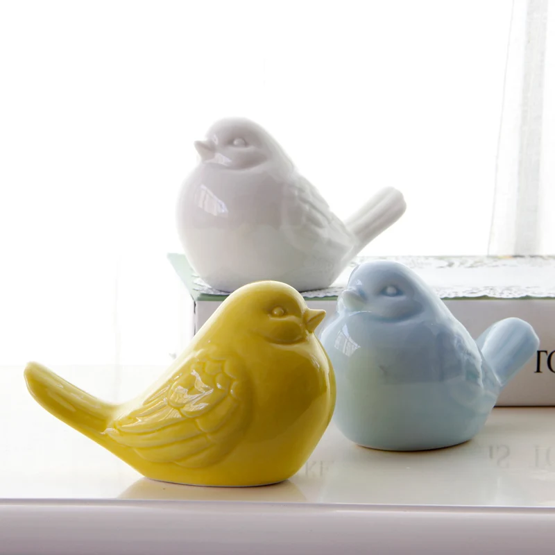 Amazon Hot Sale Lovely Desktop Ceramic Glaze Art Craft  Porcelain Bird Shape Display Ornaments For Home Decoration And  Gifts