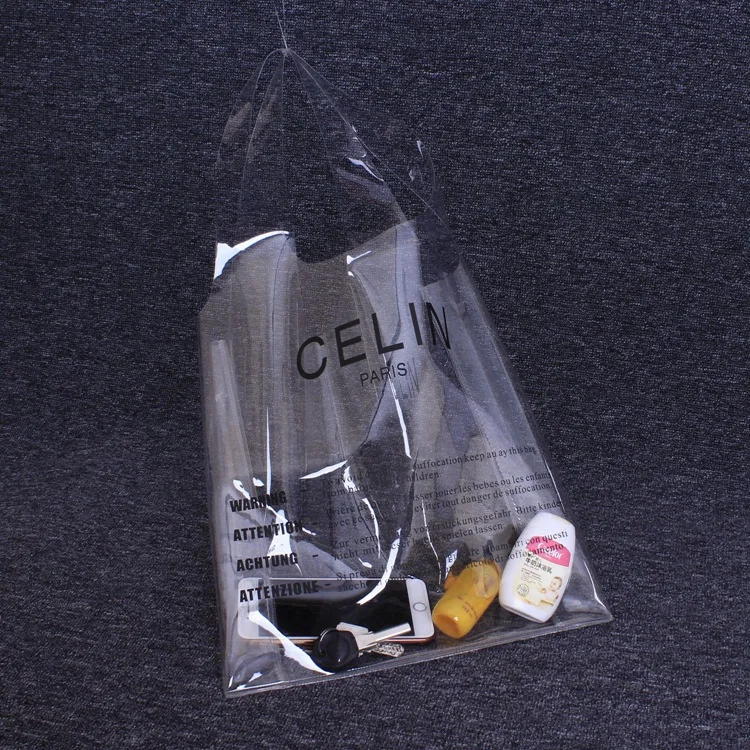 Double Thickness Customized Printing Pvc Plastic Tote Reusable Shopping Bag