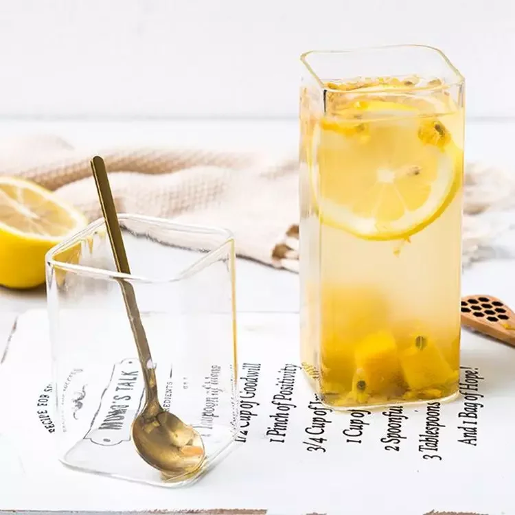 Borosilicate Square Whiskey Cocktail Glass Cup Bar Coffee Juice Ice Cream Milkshake Milk Beer Glasses Cup Transparent