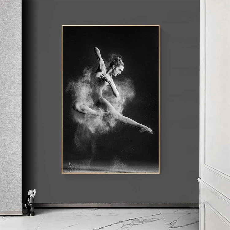 Black and White Ballet Dancer Canvas Painting Elegant Ballerina Pose  Print Poster Wall Art Picture for Interior Room Decor