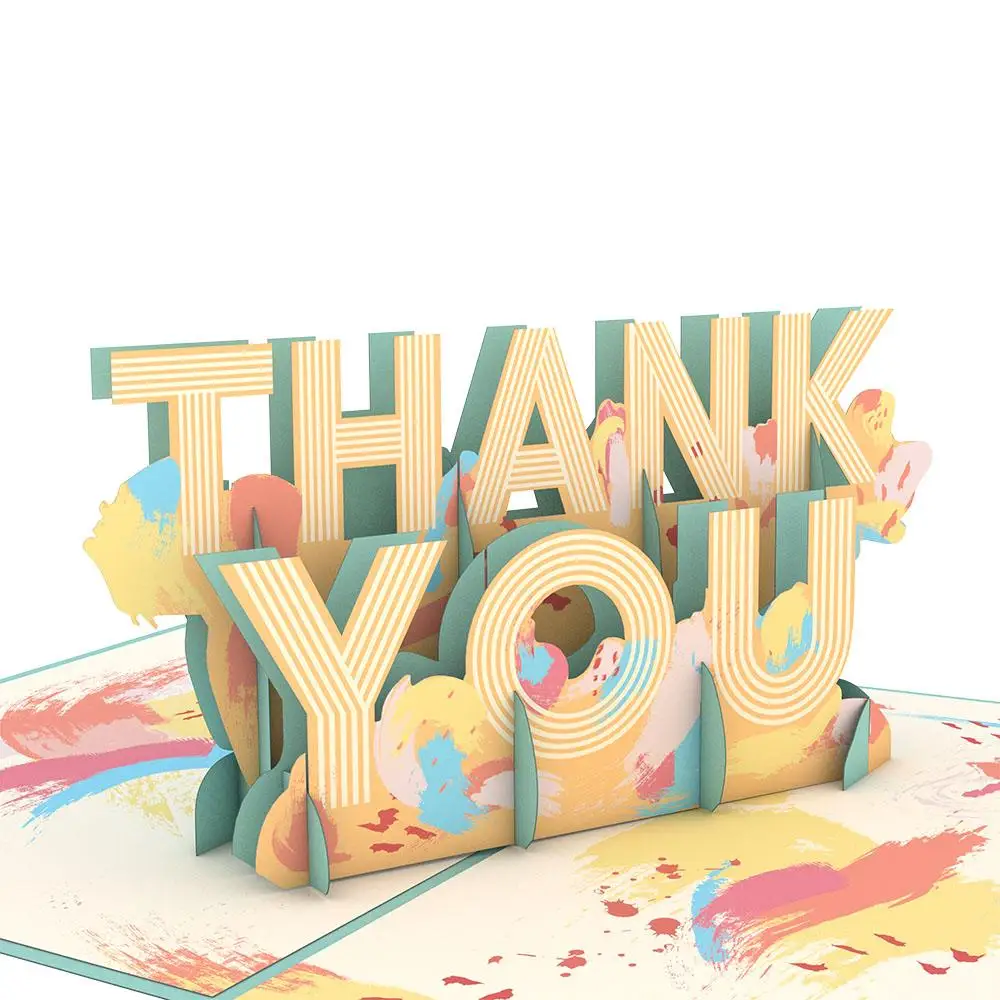 Custom printing thankyou card for small buisness thank you 3d pop up card with logo