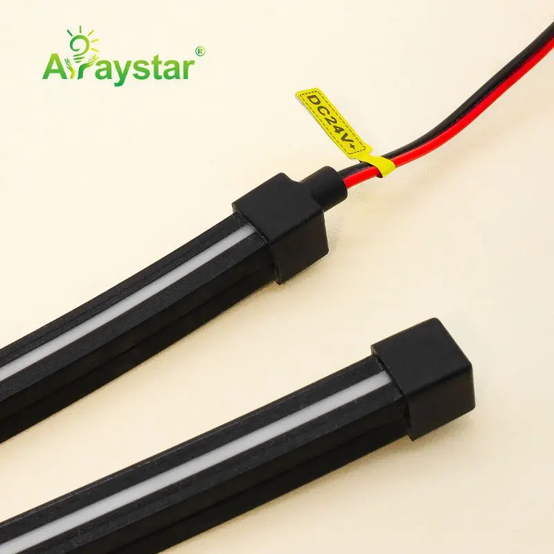 Unique black housing silicone LED neon strip 10*10mm 24V 3000K 6000K dotless waterproof IP67 LED neon flex rope light for sign