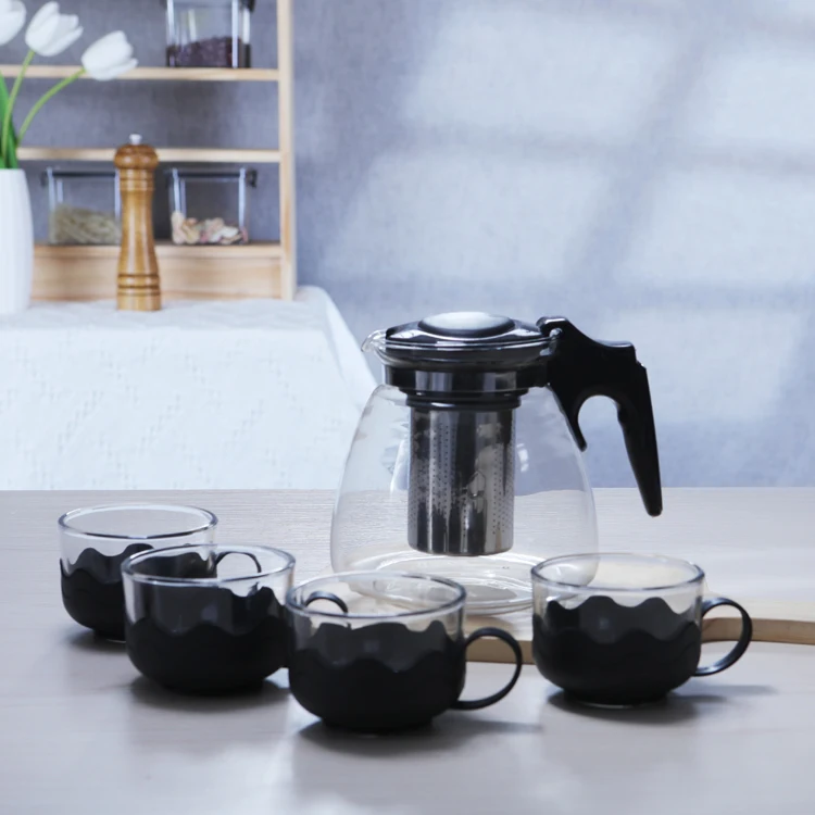 coffee store tea store flower teapot 1200ml glass arabic teapot set