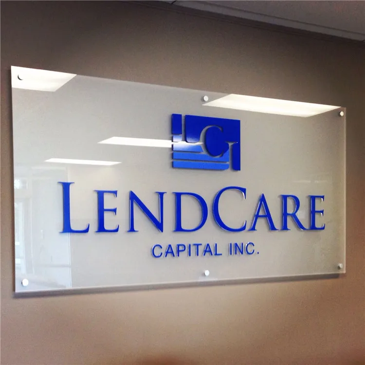 Factory Interior Directory Signs Rectangle clean frosted hanging logo Acrylic signage Office Reception Sign board with Standoffs