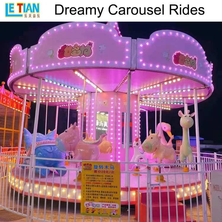Factory price electric fiberglass merry go round kids carousel horses amusement rides for sale