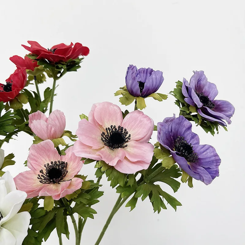 High-quality artificial flower anemone flower vase home decoration