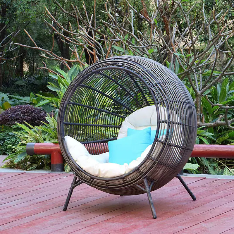 Modern Leisure Metal Rattan Simple Design Garden Wicker Patio Rattan Sofa Chair