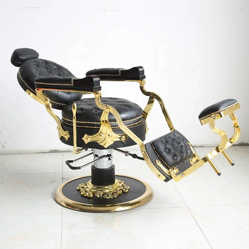 Beauty salon furniture hairdressing shaving chair luxury classics black and gold hair salon chairs
