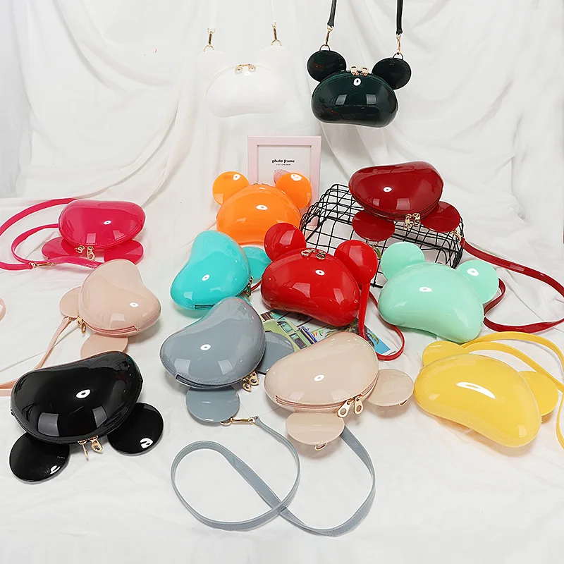 2022 summer new  ear jelly bag cartoon silicone cute one Shoulder Messenger Bag Mini mobile phone bag