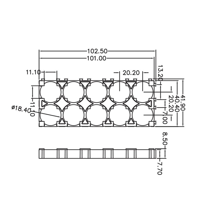 18650 26650 21700 32650 Cell Spacer Plastic Battery Holder 2 *5 Cesll Spacer Lithium Battery  Bracket