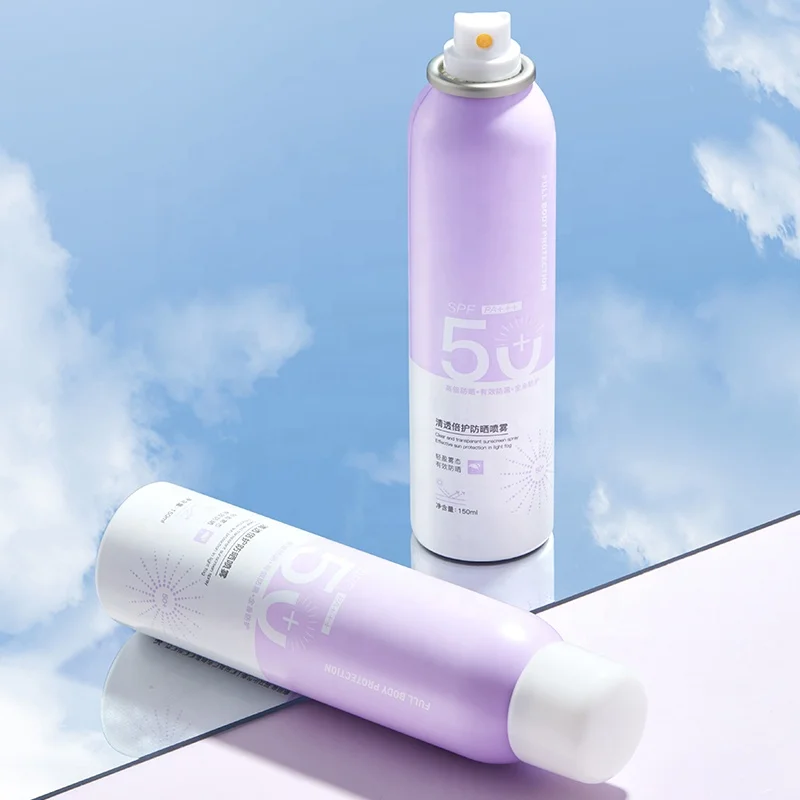 Оптовая продажа OEM Sport SPF 50 Солнцезащитный спрей 150 мл/5 унций водостойкий широкий спектр невесомый увлажнение прозрачный солнцезащитный крем