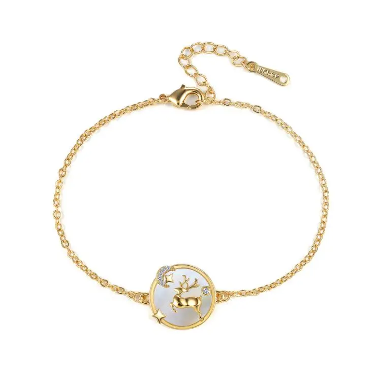 
Christmas Series Gift Ornaments Snowflake Moon Elk Pendant Copper Alloy Adjustable Women Bracelet 