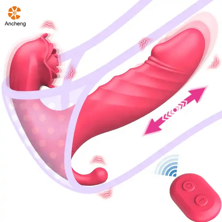 Wearable G Spot Dildo Vibrators Adult Sex Machine with 9 Thrusting Remote Panties Clit Mini Rose Vibrator Sex Toys for Women