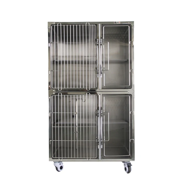 Hot Selling Veterinary Clinic Equipment 304 Stainless Steel Luxury Cat Cage with Individual Washroom