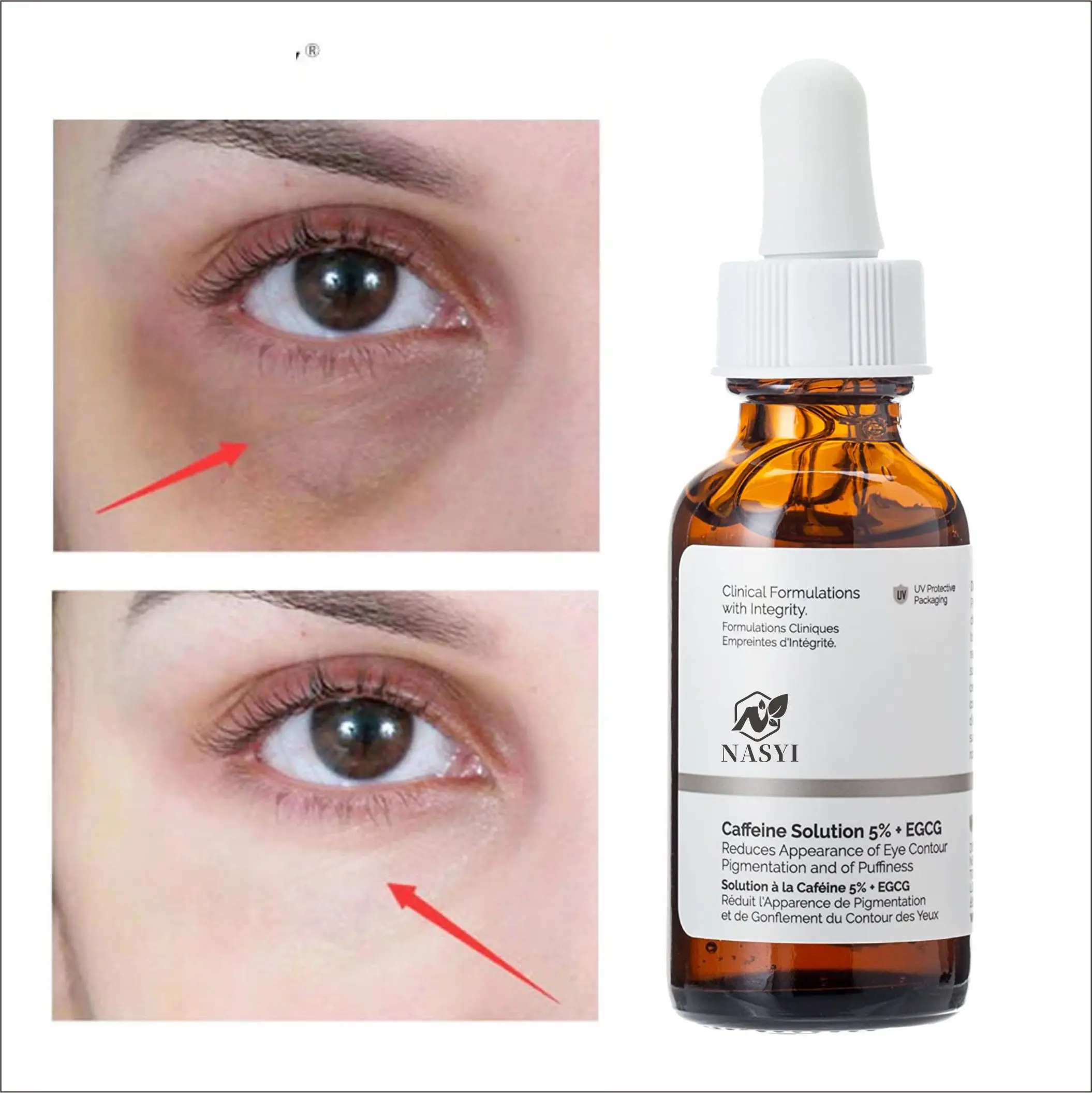Free Sample 30ml Eye Care Serum Caffeine Solution 5% EGCG Eye Serum Removal Puffiness Dark Eye Circle Whitening Fine Line