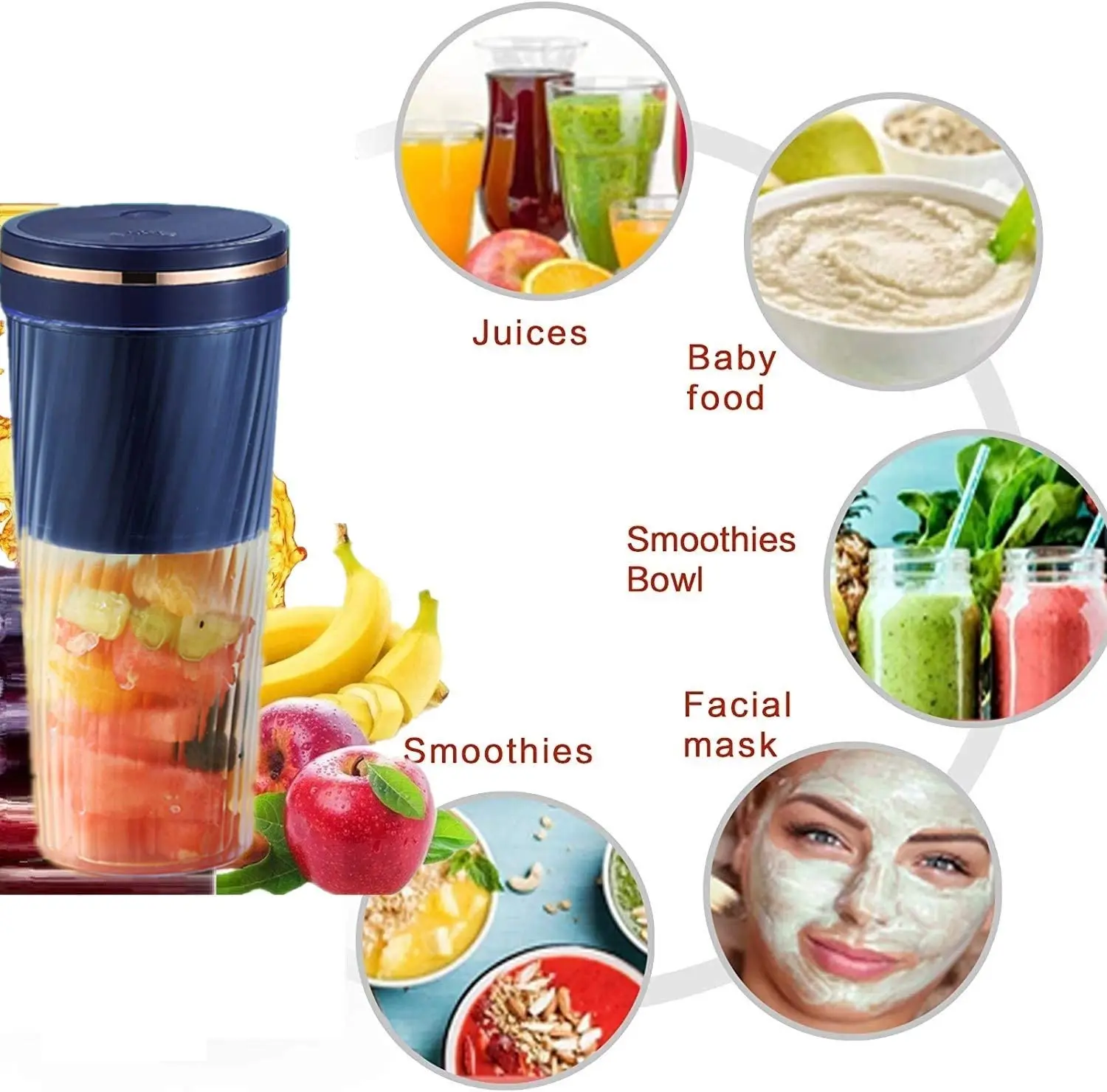 3 in 1 Fruit Juicer Smoothie Machine Mini Bottle Electric Portable Blender Cup Juicer