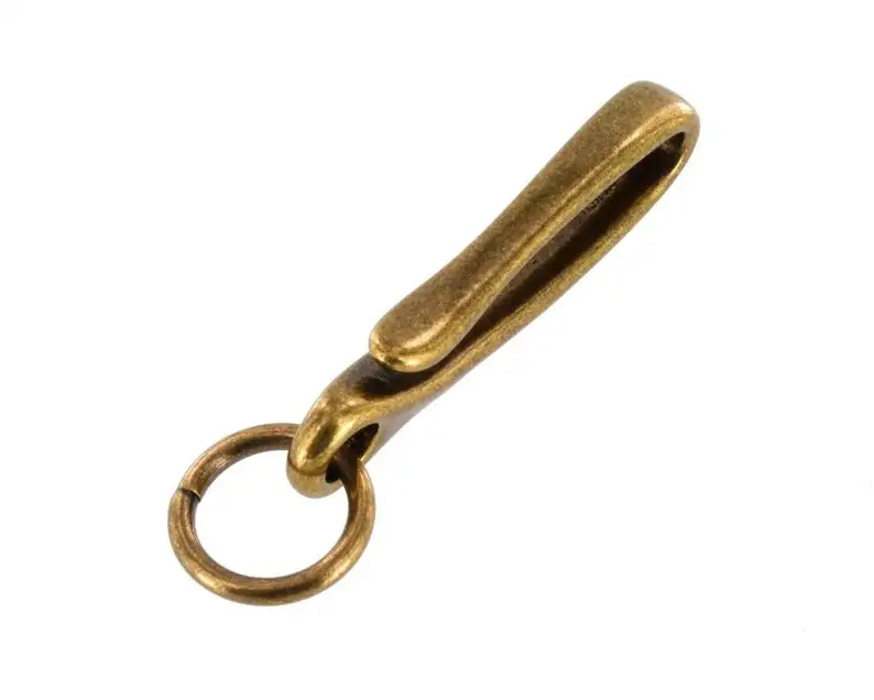 Factory wholesale Brass Key Ring Golden Solid U Shape Belt Keyring Pocket Clip Fish Hook Keychain
