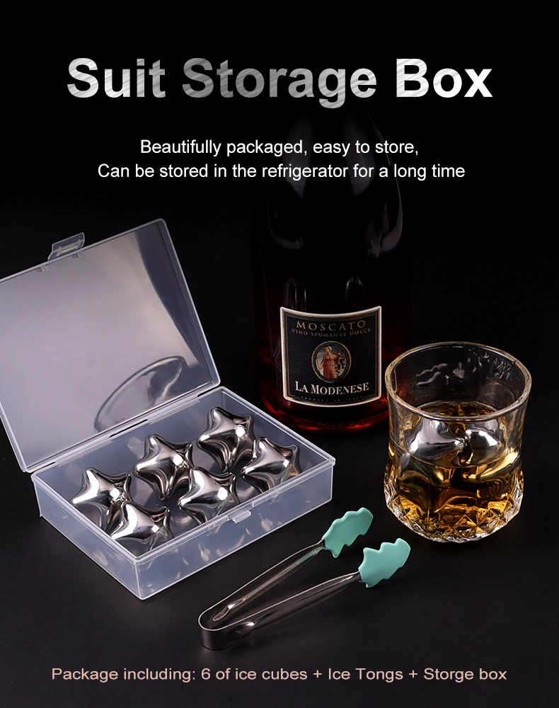Hot Sales Reusable Whisky Chilling Wine Stones For Stainless Steel Ice Cubes set