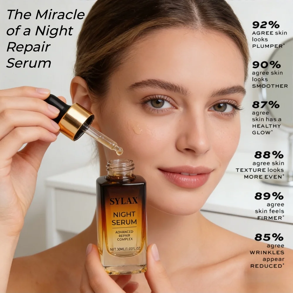 OEM ODM Сыворотка для ночного восстановления 30 мл с гиалуроновой кислотой и пептидами ночная сыворотка разглаживания упругости кожи антивозрастной восстанавливающий уход оптовая продажа