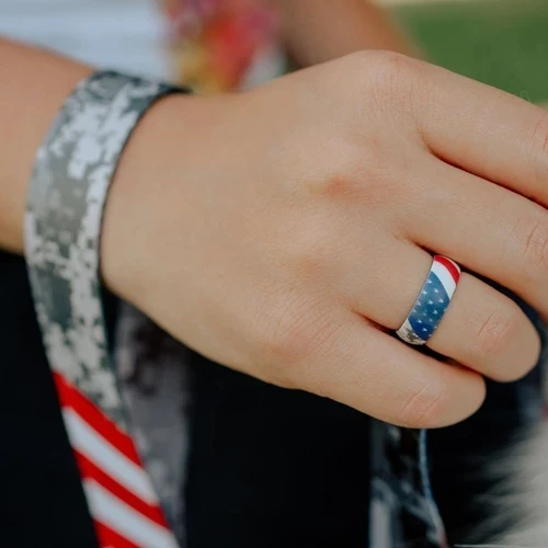 Высококачественное Силиконовое обручальное кольцо с водяным принтом