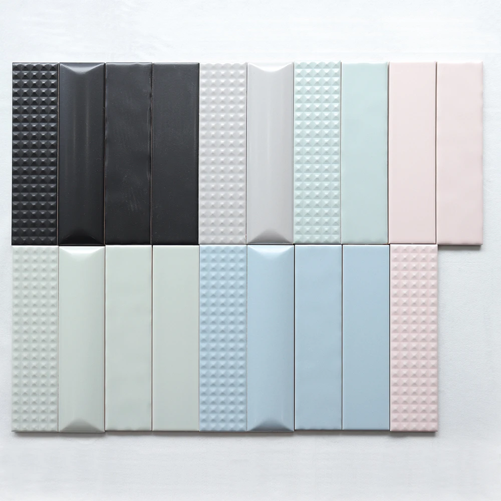 China foshan cheap price Black color 3d design glazed modern design high quality 50 * 200 mm subway tile