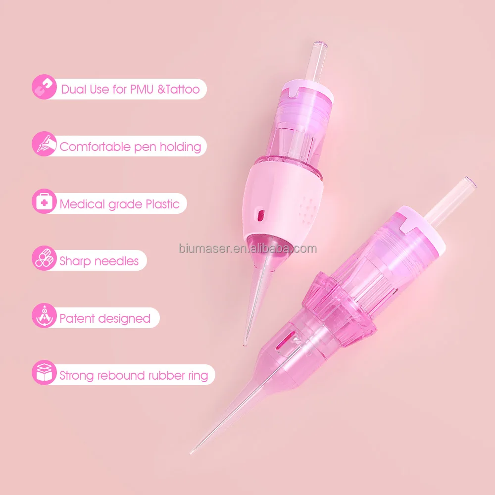Biomser Newest Pink Cartridge Needle Tattoo Cartridge Permanent Makeup Body Art Machine a Tattoo Universal Cartridge Needles