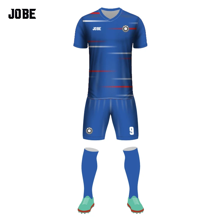 Custom sublimation sports wear soccer t shirt jersey football blue shirts