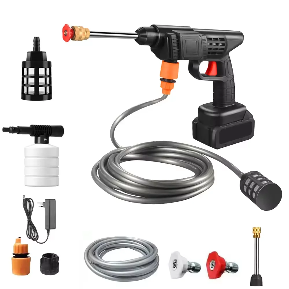 Car Washer High Pressure Portable Wash Gun 12v 24v 48v 96v Cordless Electric Cleaning Machine Lithium Battery Washer Spray Gun