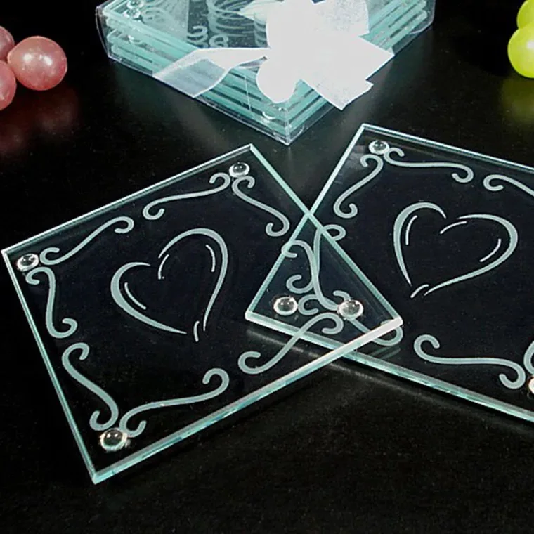 High quality and cheap price easy clean glass material cutting board mats set drinks cup mat drink reminder pad best on sale