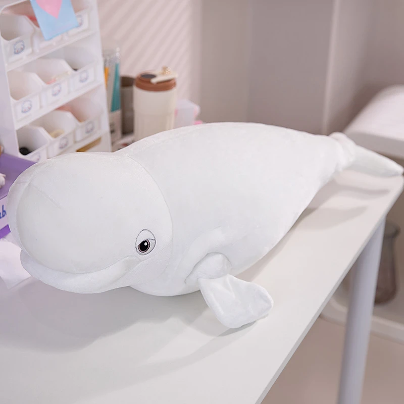 Yangzhou original manufacturer new sunrise wholesale soft plush simulation blue whale bolster stuffed white emulation whale doll