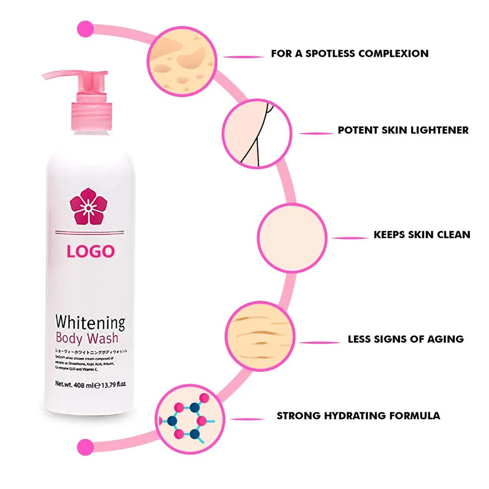 Private Label Organic Glutathione Vitamin C Whitening Body Wash Shower Gel