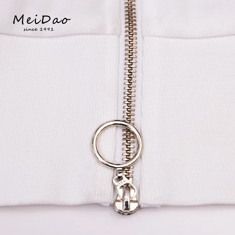 MEIDAO-030097 Smart White Casual Bomber Jacket With Stand Collar And Zipper For Ladies