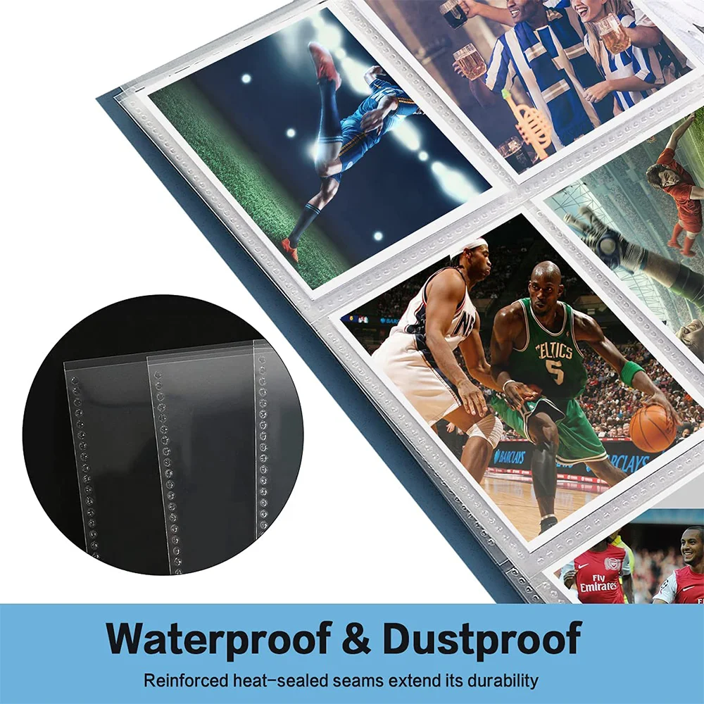 Trading Card Sleeve Pages 9 Pocket Trading Card Storage Album Pages 11 Holes Fit 3 Ring Binder