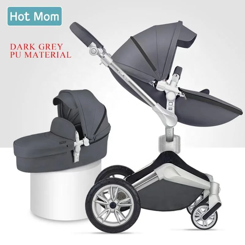 Hot Mom luxury Baby Stroller 3 in 1 Travel System Pram Accessories Brown